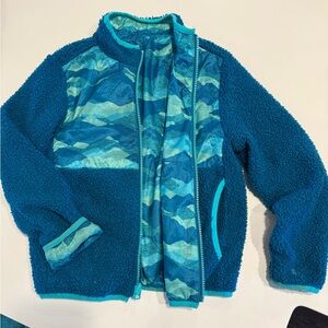 Lands End Dark Teal Reversible Fleece Jacket